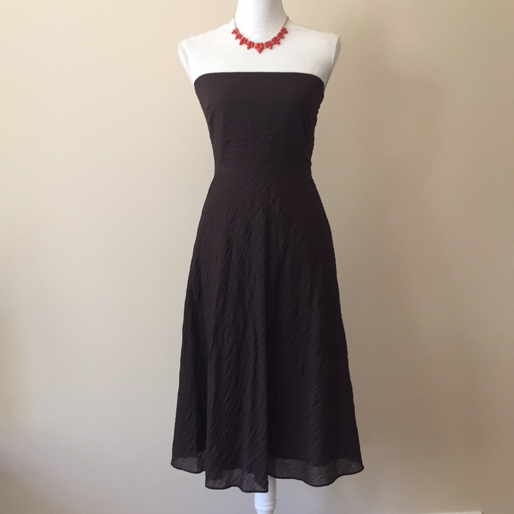 J. Crew Strapless Black Midi Dress